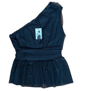 NEW Sincerely Jules Black One Shoulder Fancy Top